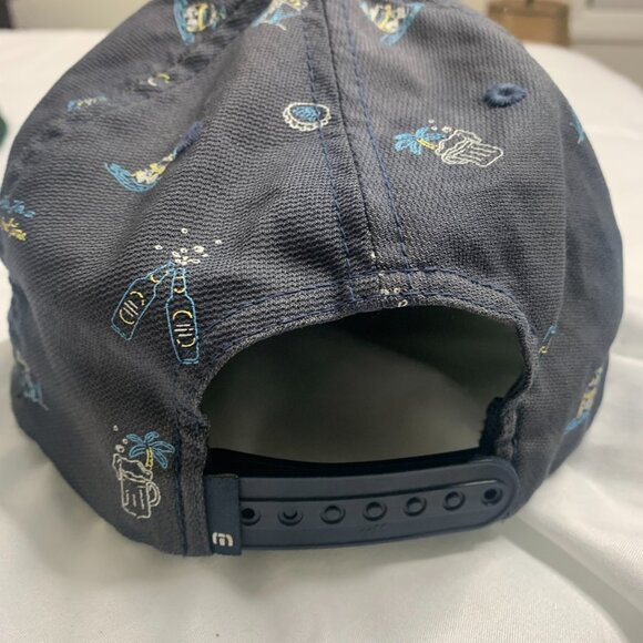 Travis Mathew Snapback Golf Hat Blue Life of the Party Flexfit 110 Tech Cap - Picture 4 of 5